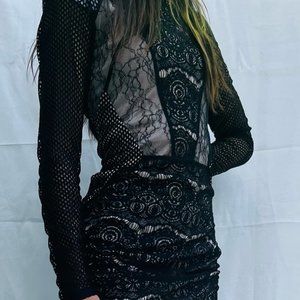 TOPSHOP/Topshop Black Detailed Dress/Size 6